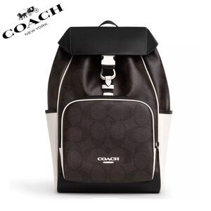 NWT COACH Racer Backpack In Blocked‎ Signature Canvas